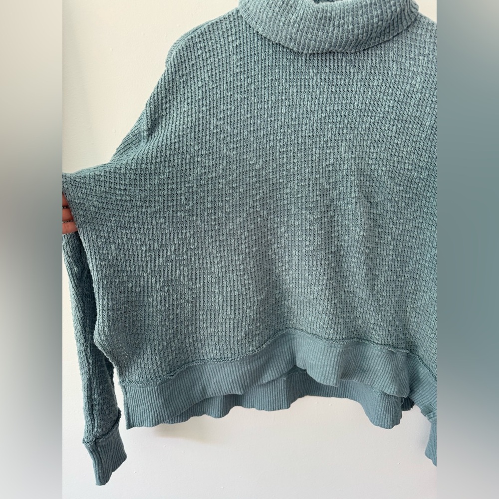 We The Free x Free People Teal Cowl Neck Sweater Small - Picture 4 of 7